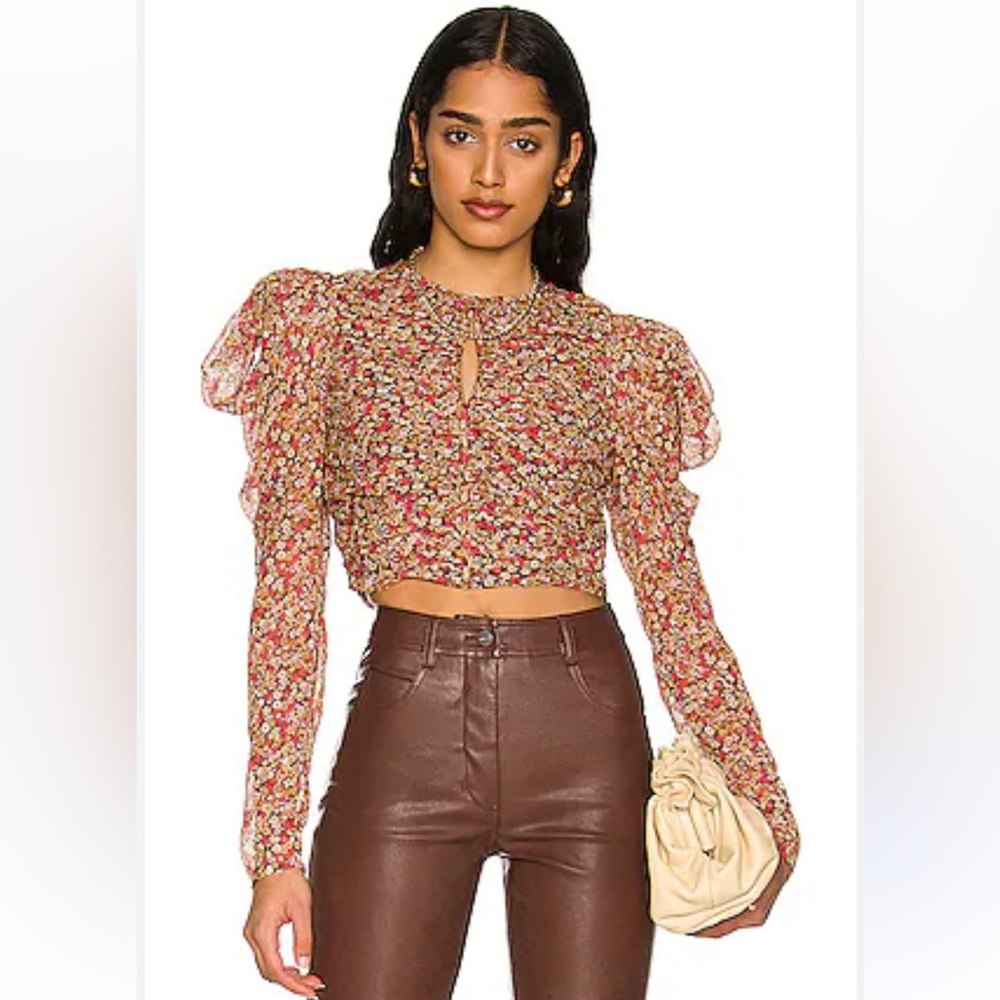 BARDOT Ruched Ditsy Floral Top in Ditsy Floral size 4